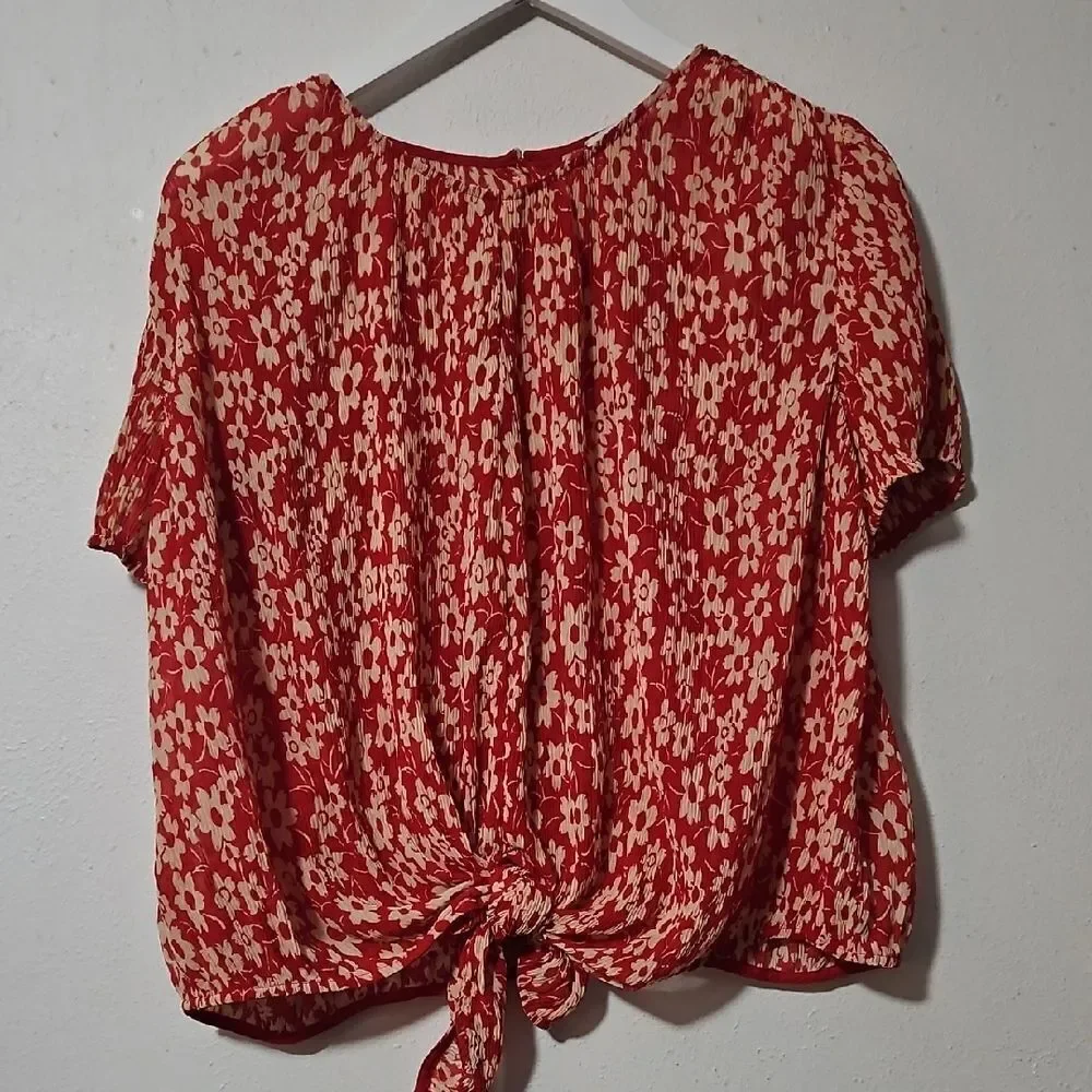 Madewell Red Floral Blouse